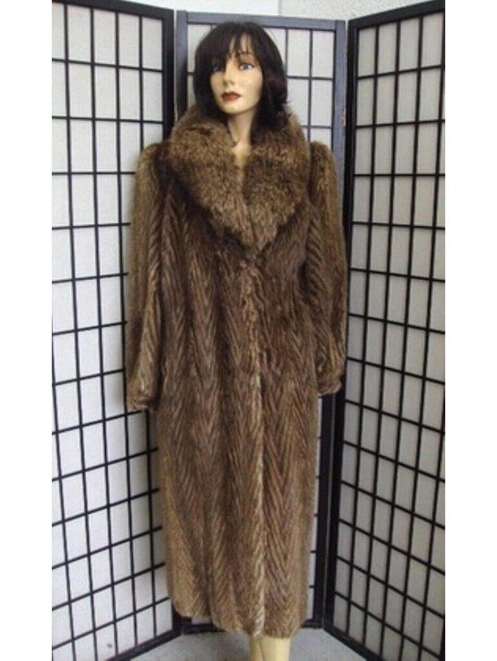 MINT NATURAL BROWN BEAVER W/ FOX FUR JACKET COAT WOMEN WOMEN SIZE 6-8 S-M
